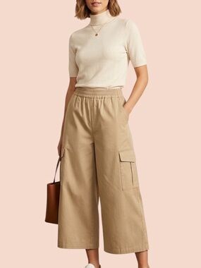 Anthropologie Twenty Six Hundred Wide Leg Cargo Culotte Pants Cotton Blend